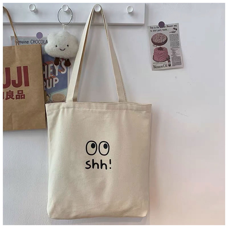 CHIC JOY / Tote Một Vai Bằng Vải canvas Thân Thiện Với Môi Trường Bảo Vệ Môi Trường Cho Nữ Sinh