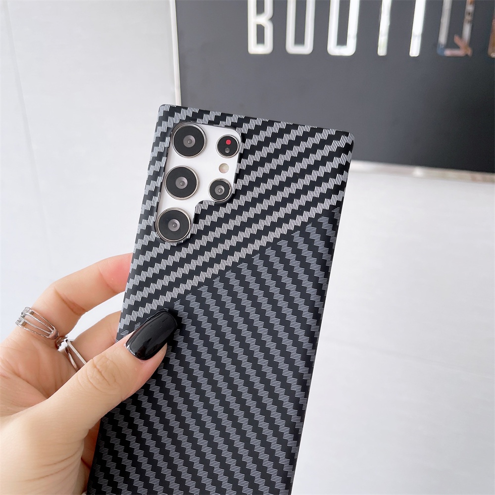 Ultra Ốp Điện Thoại PC Sợi Carbon Hai Mặt Siêu Mỏng Cho Samsung Galaxy S22 Plus S22Ultra S23 S23Plus S23Ultra