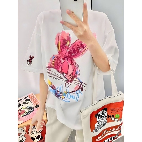 Áo Thun Nữ Quảng Châu In Hình phom rộng siêu đẹp mịn mát freesize 40kg _ 68kg #manole