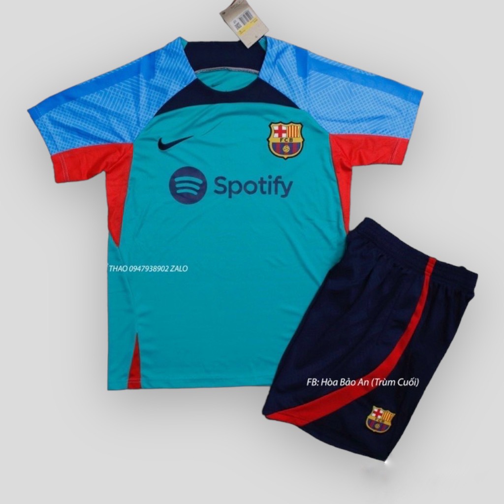 Bộ quần áo đá banh ĐT Barca màu xanh ngọc mùa 2023_Hàng cao cấp THái