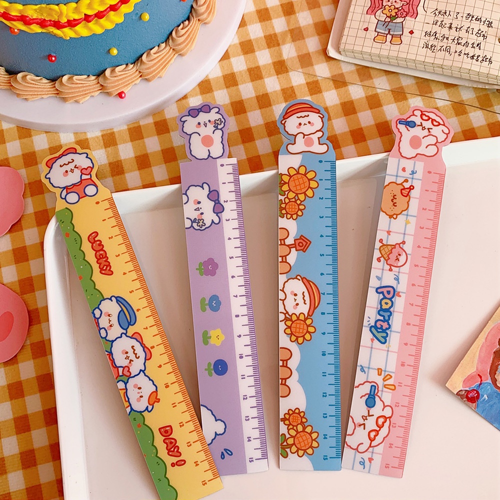 Thước kẻ nhựa dẻo học sinh kích thước 15cm nhiều mẫu hoạt hình dễ thương