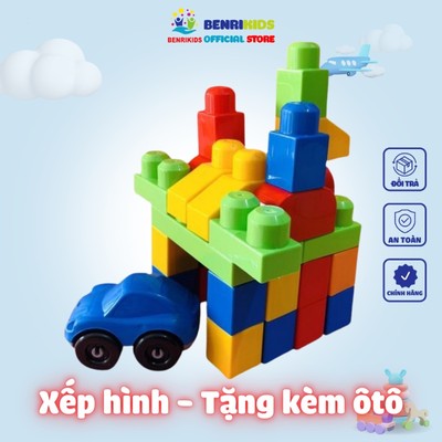 Bộ Đồ Chơi Xếp Hình 40 Chi Tiết Hàng VIJAGOTặng Kèm Ô Tô Lắp Ghép Bằng Nhựa Cho Bé