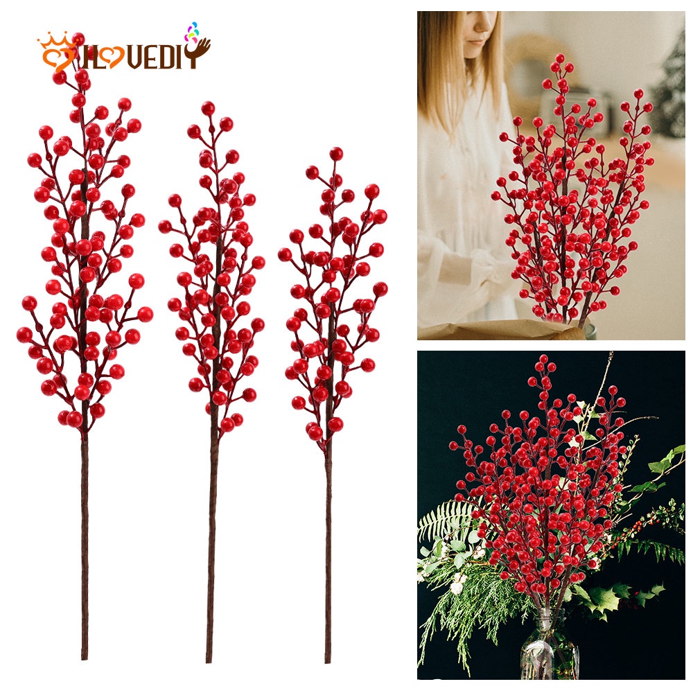 Bó Hoa Quả Mọng Bằng Nhựa Kích Thước 60 / 65 / 75cm Dùng Trang Trí Bàn Ăn / Tiệc Cưới / Giáng Sinh / Năm Mới