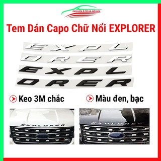 Logo chữ explorer 3d nổi dán trang trí xe