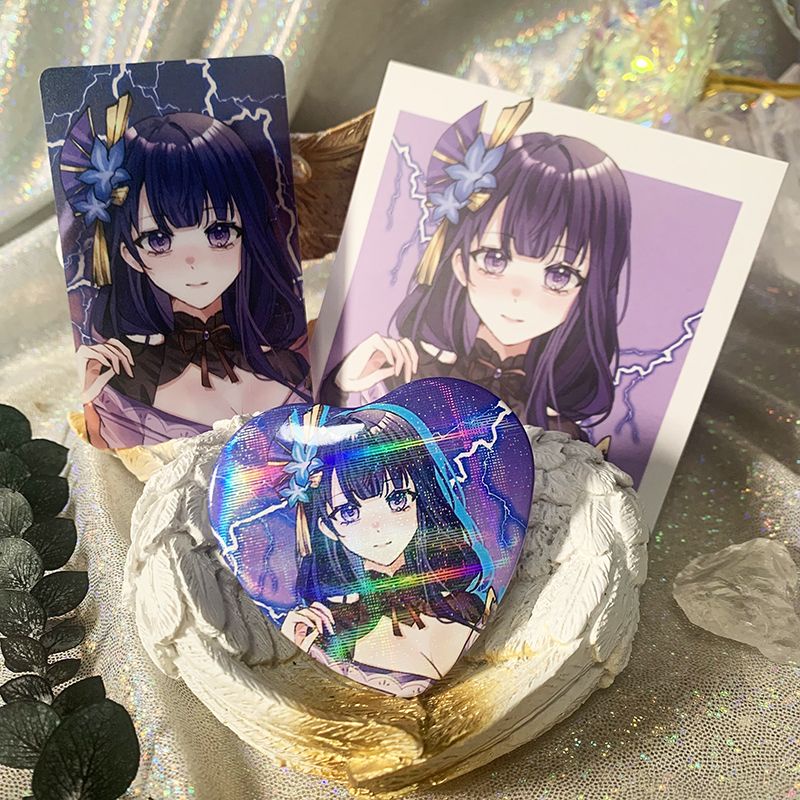 Genshin Doujin Merch huy hiệu tình yêu thẻ trong suốt thẻ vuông bộ đồ ba mảnh