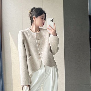 [Order - 790] Áo khoác dạ phối cúc vàng