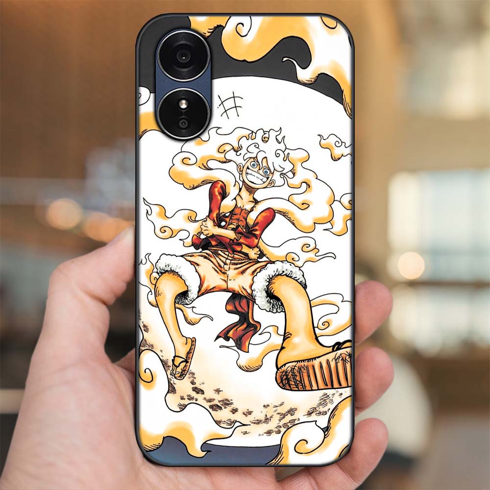 Ốp lưng Oppo A17 viền đen in hình Luffy Gear 5 Nika One Piece Đảo Hải Tặc