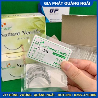 (VỈ 10 CÁI) KIM KHÂU DA Y TẾ GREETMED MŨI KIM TAM GIÁC KIM KHÂU THỰC HÀNH KHÂU GIÒ