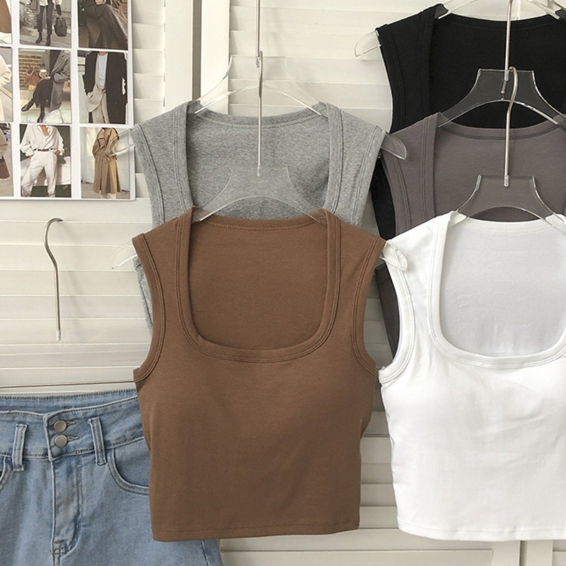 Áo Croptop Sát Nách Cổ Vuông Có Giá Đỡ Thời Trang Cho Nữ