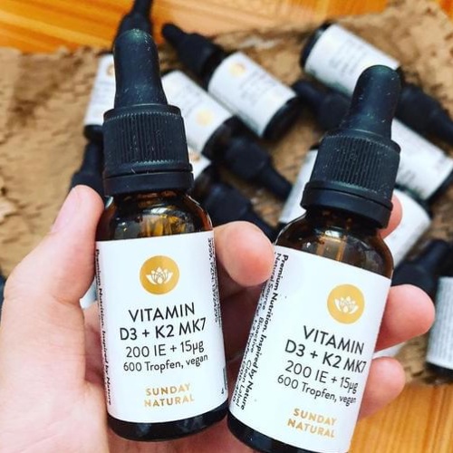 Vitamin D3 K2 Mk7 Sunday Natural 20ml Đức dùng cho bé từ sơ sinh - Date mới Chính hãng