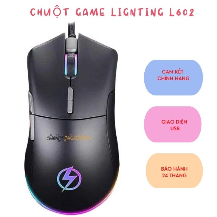 Chuột Game L602 5000dpi led RGB, chuột chơi game dailyphukien