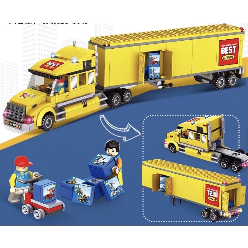 Lắp ráp xếp hình cities 02036- PX.413 - Xe công chở hàng dài 41,5 cm , lắp ráp xe container