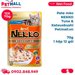 Pate mèo NEKKO Jelly Tuna & Katsuobushi 70g - Hộp 12 gói