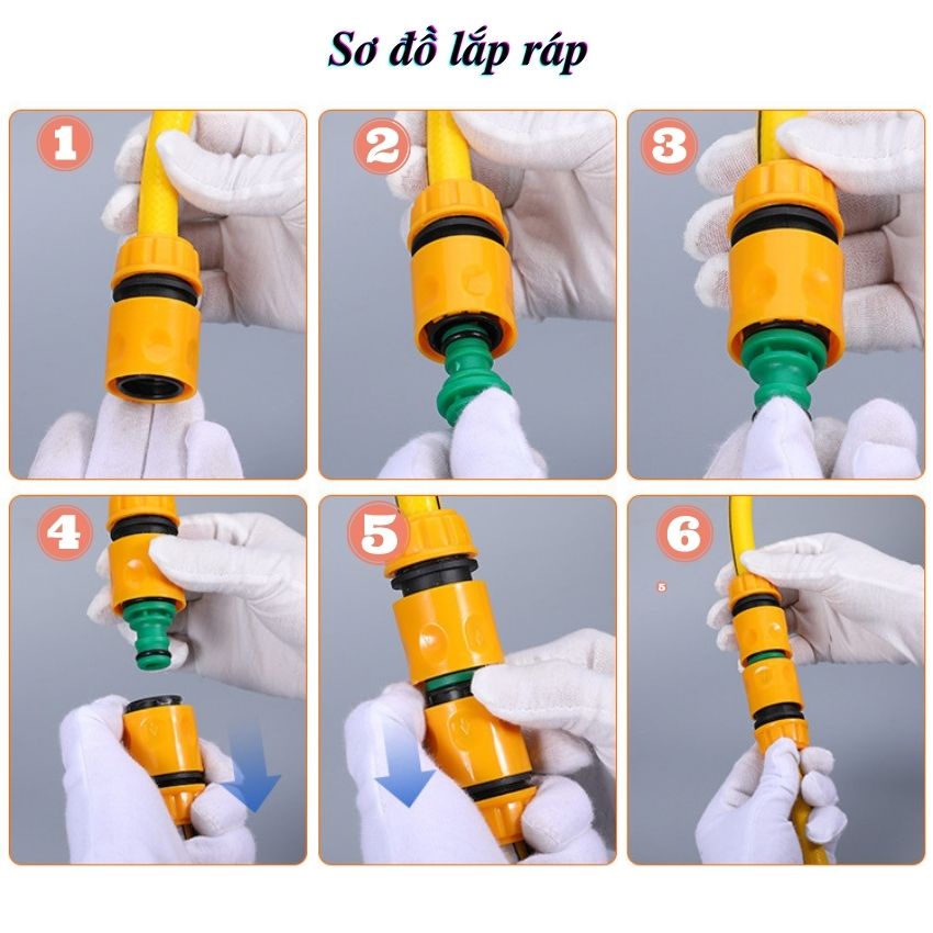 Khớp nối nhanh mang xông hai đầu ống dây phi 10mm đến phi 32mm lionking