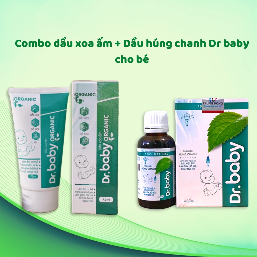 COMBO dầu húng chanh Dr. Baby Và Dầu Xoa Ấm Dr. Baby Organic