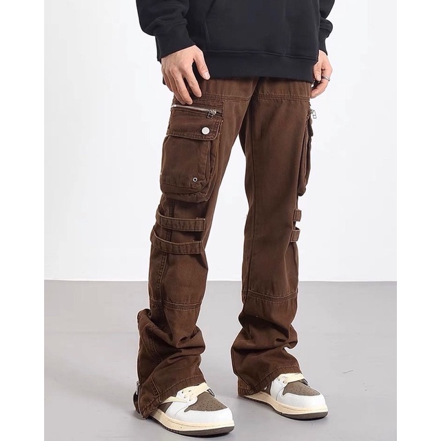 Quần cargo pants nam nữ OBIDESS quần kaki túi hộp hiphop ống rộng 3 màu đen trắng nâu