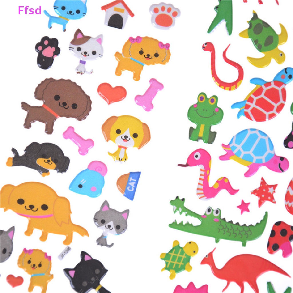 Bộ 6 Tấm Hình Dán Họa Tiết Động Vật Hoạt Hình Dễ Thương Dùng Làm Đồ Chơi Cho Bé