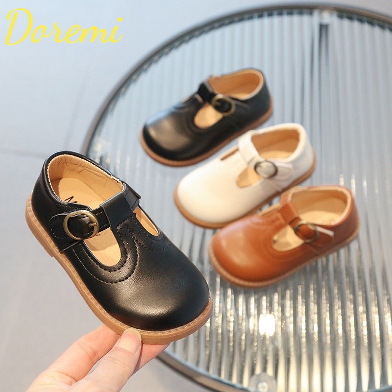 Doremi Giày Lười Da Khóa Dán Đính Nơ Xinh Xắn Cho Bé Gái