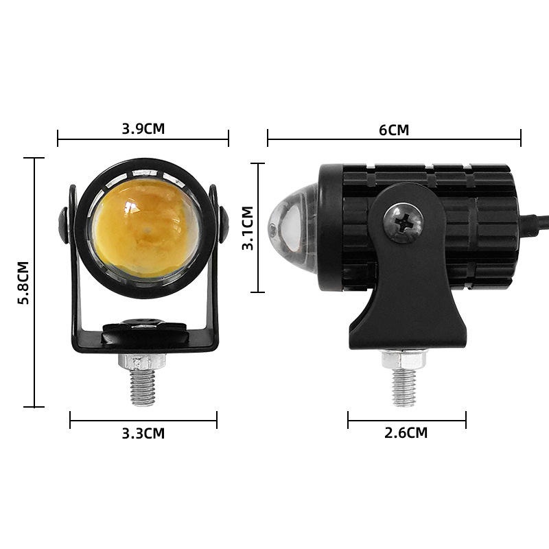 Cặp Đèn Lái Xe Mini Màu Trắng + Vàng Kèm Công Tắc Domino Chất Lượng Cao