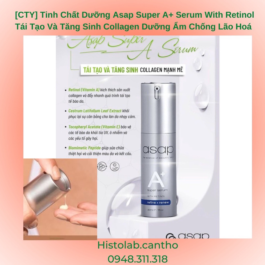 Tinh Chất Dưỡng Asap Super A+ Serum With Retinol Tái Tạo Và Tăng Sinh Collagen Dưỡng Ẩm Chống Lão Hoá