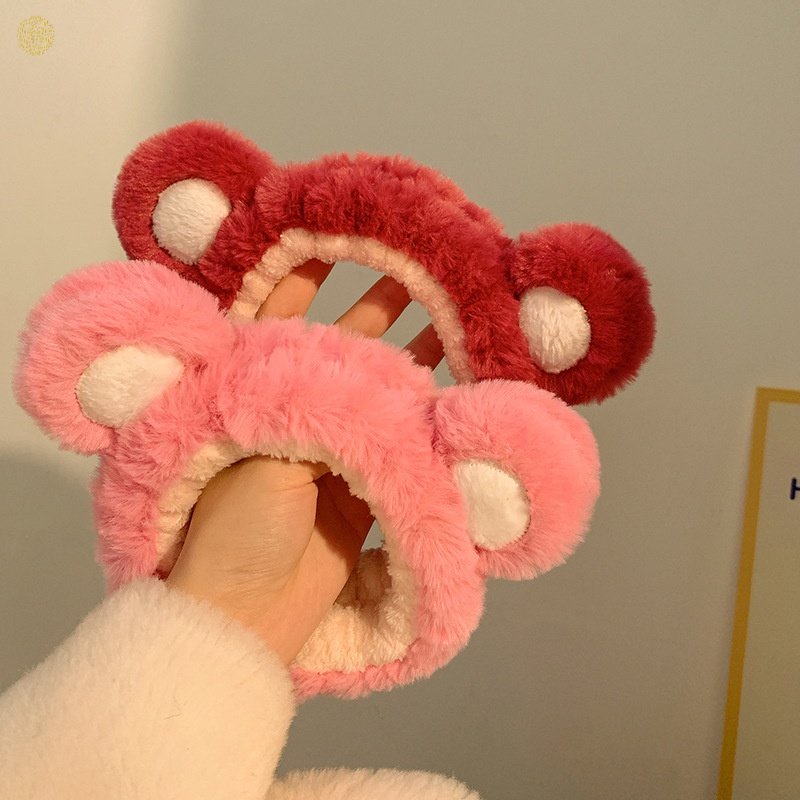 Băng Đô Cài Tóc Hình Gấu / Dâu Tây Dễ Thương Thời Trang Thu Đông Cho Nữ