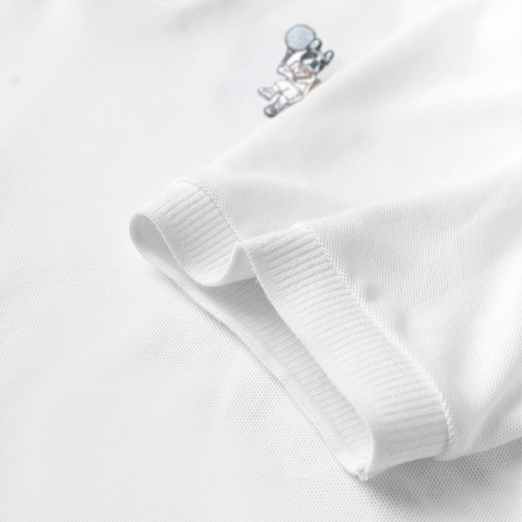 Áo Polo nam in BLARO WHITE vải cá sấu cotton CMC, nam tính, thanh lịch, sang trọng - POLOMANOR