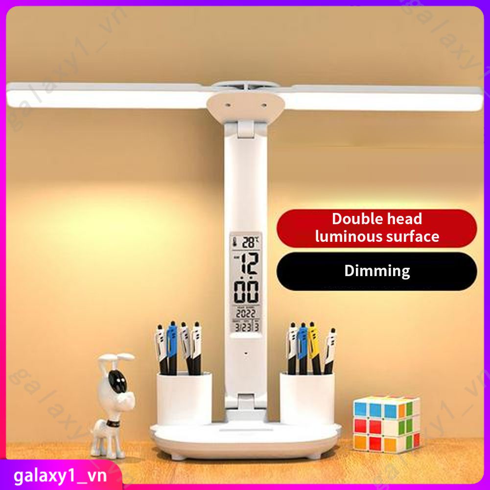Đèn Bàn Led Có Thể Sạc Lại Đèn Bàn Gấp Gọn Cảm Ứng Có Thể Điều Chỉnh Độ Sáng Usb Với Đồng Hồ Lịch Đèn Đọc Nhiệt Độ Học Tập (Galaxy1)