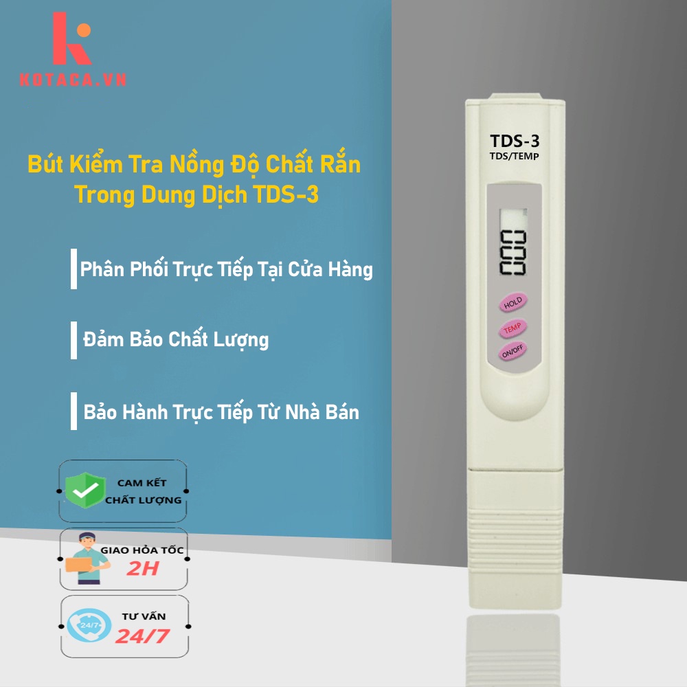 Bút Đo Dinh Dưỡng Thủy Canh TDS-3, Máy Đo Độ Cứng Kiểm Tra Nồng Độ Chất Rắn Hòa Tan Trong Nước