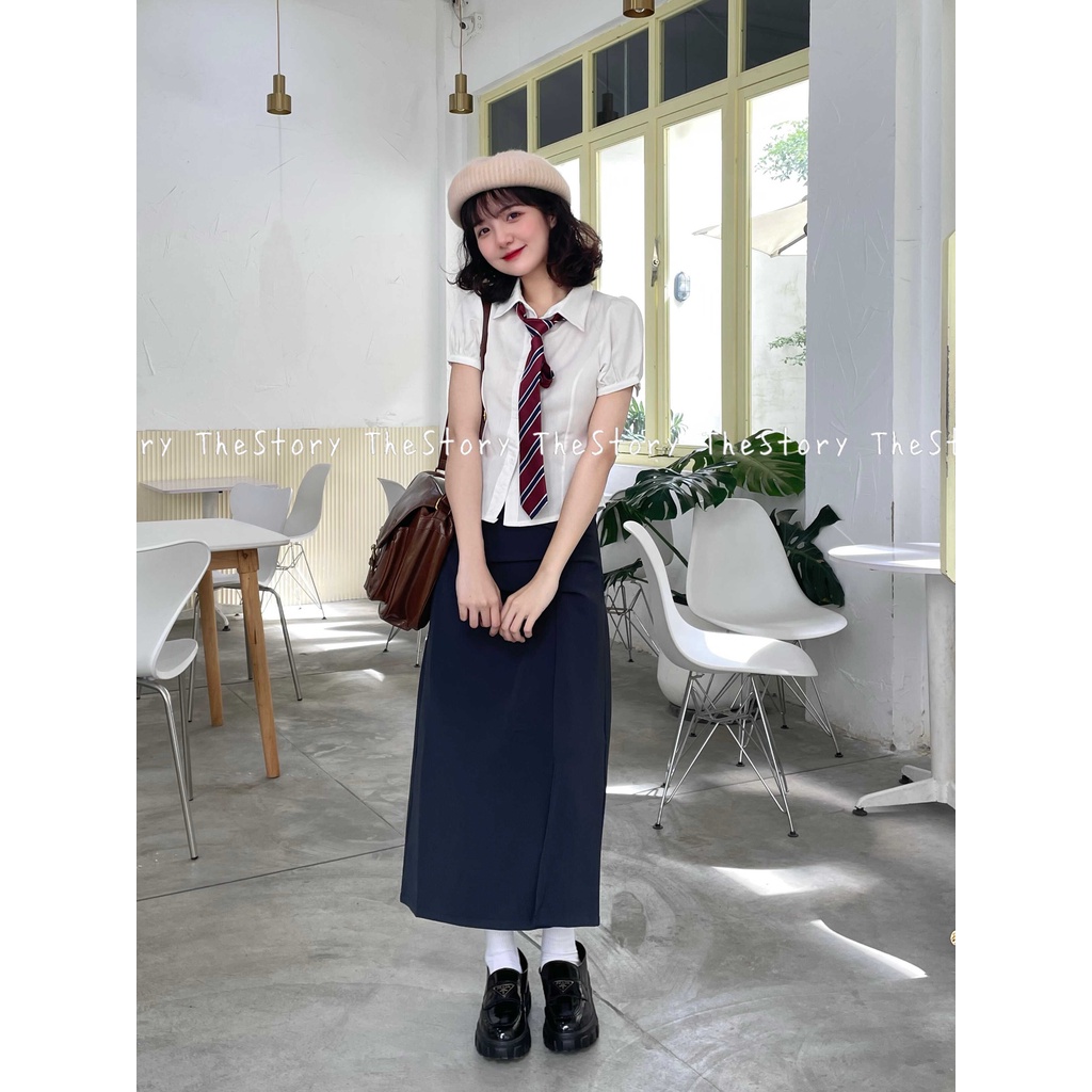 Chân váy dài nhún 1 bên  CV352