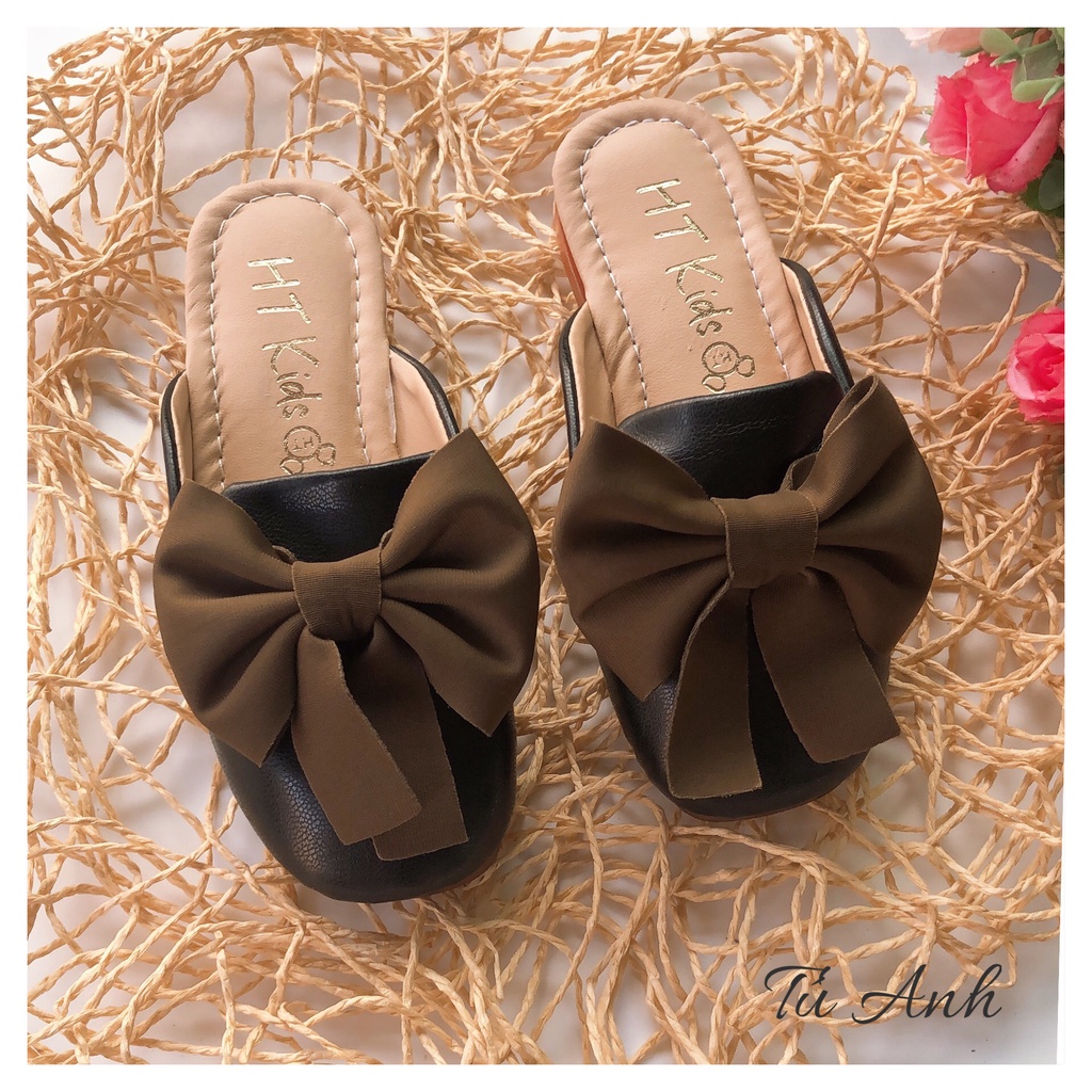 Giày sục cho bé gái_ Sục nơ vải xinh cho bé ,dáng Hàn Quốc đế chống trơn trượt