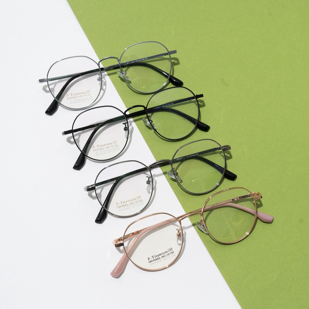 Gọng kính mắt tròn nam nữ LILYEYEWEAR kiểu dáng thời trang chất liệu kim loại chắc chắn phù hợp với mặt nhỏ 55002