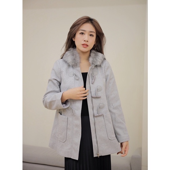 Áo khoác dạ dài tay ET.TEE nỉ mũ lông màu nâu xám đủ size A1802