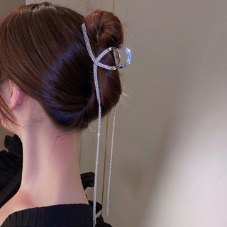 Kẹp tóc hình cá mập đính đá phối dây xích tua rua kiểu hàn quốc dễ thương
