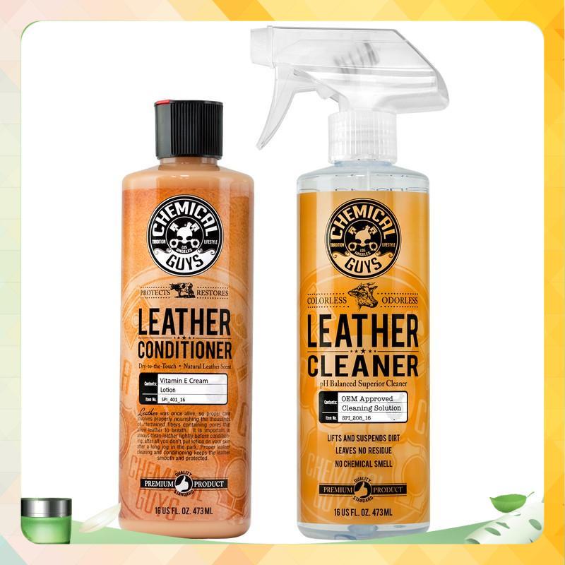 COMBO chăm sóc ghế da chuyên nghiệp CHEMICAL GUYS LEATHER CARE CLEAN & CONDITION - (2 chai) 473ml