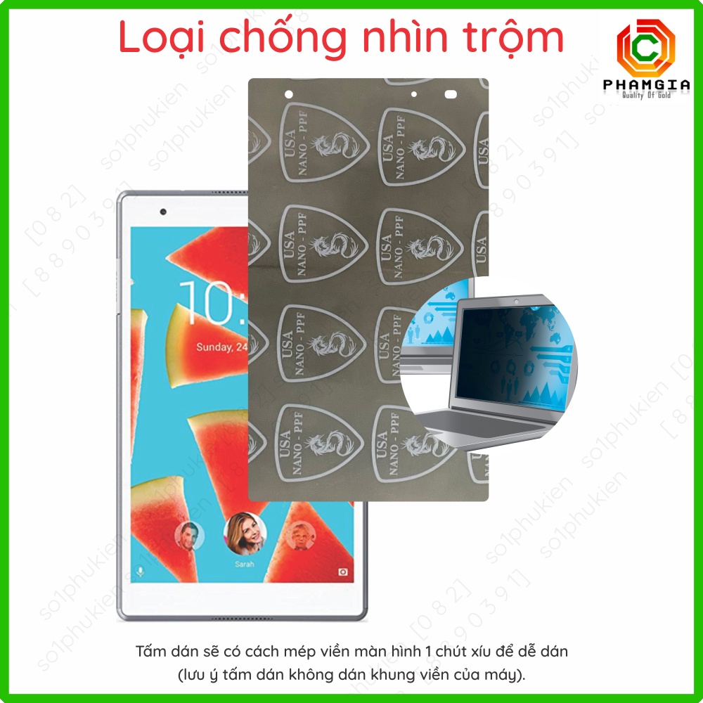 Dán cường lực Lenovo Tab 4 8&quot;/ Lenovo Tab 4 8 plus loại nano trong, nhám chống vân tay, bảo vệ mắt, chống nhìn trộm