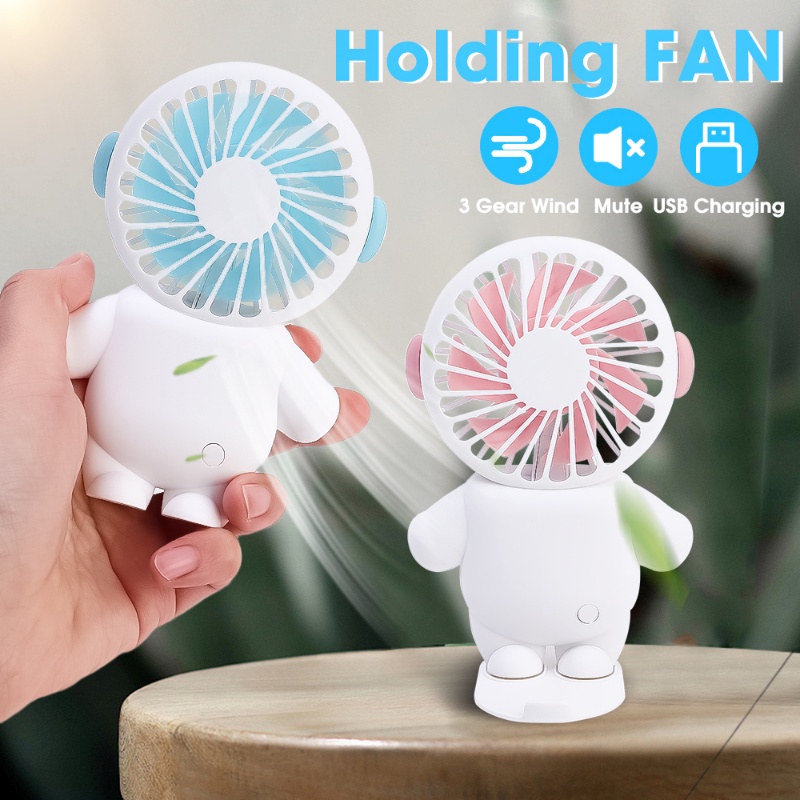 Quạt Mini Cầm Tay Hình Phi Hành Gia Với Giá Đỡ Điện Thoại Ba Tốc Độ Sạc USB Có Thể Điều Chỉnh Phù Hợp Cho Văn Phòng