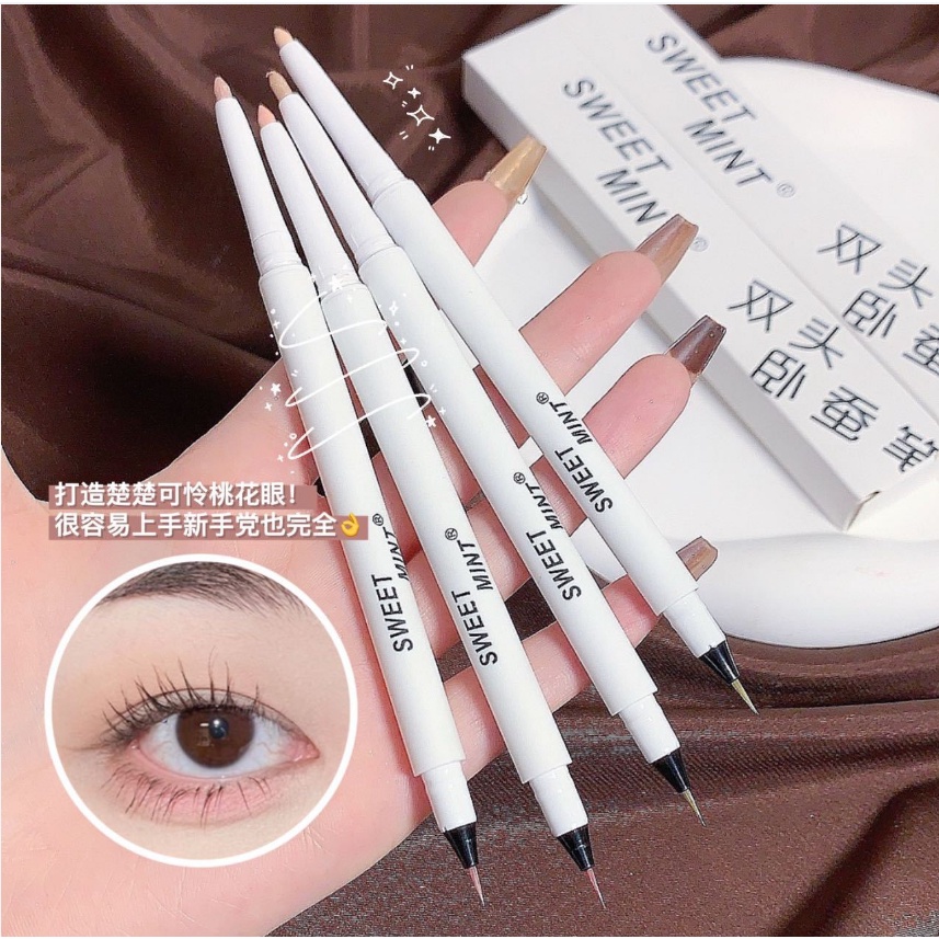 Bút kẻ bọng mắt 2 đầu 2in1 SWEET MINT nét mảnh chống thấm nước màu sắc đa dạng chống thấm nước SWMI36