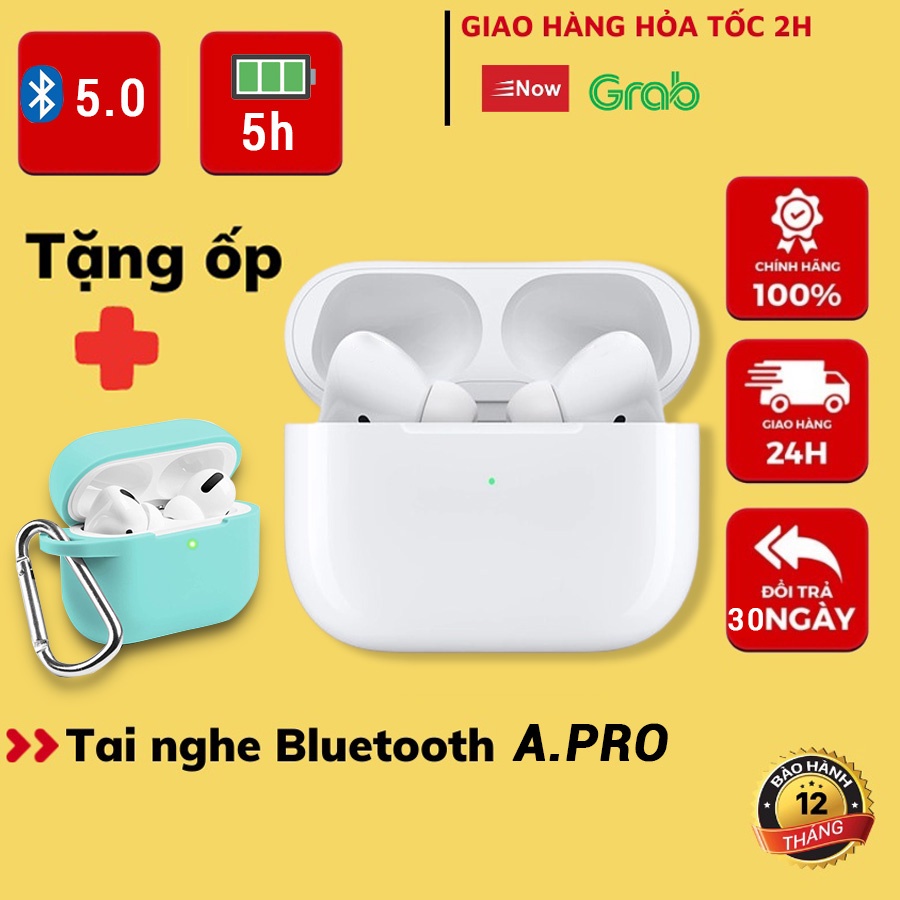 Tai nghe bluetooth không dây cao cấp A. Pro thế hệ mới, chống ồn xuyên âm, cảm biến nhạy, định vị, đổi tên, Pin siêu bền