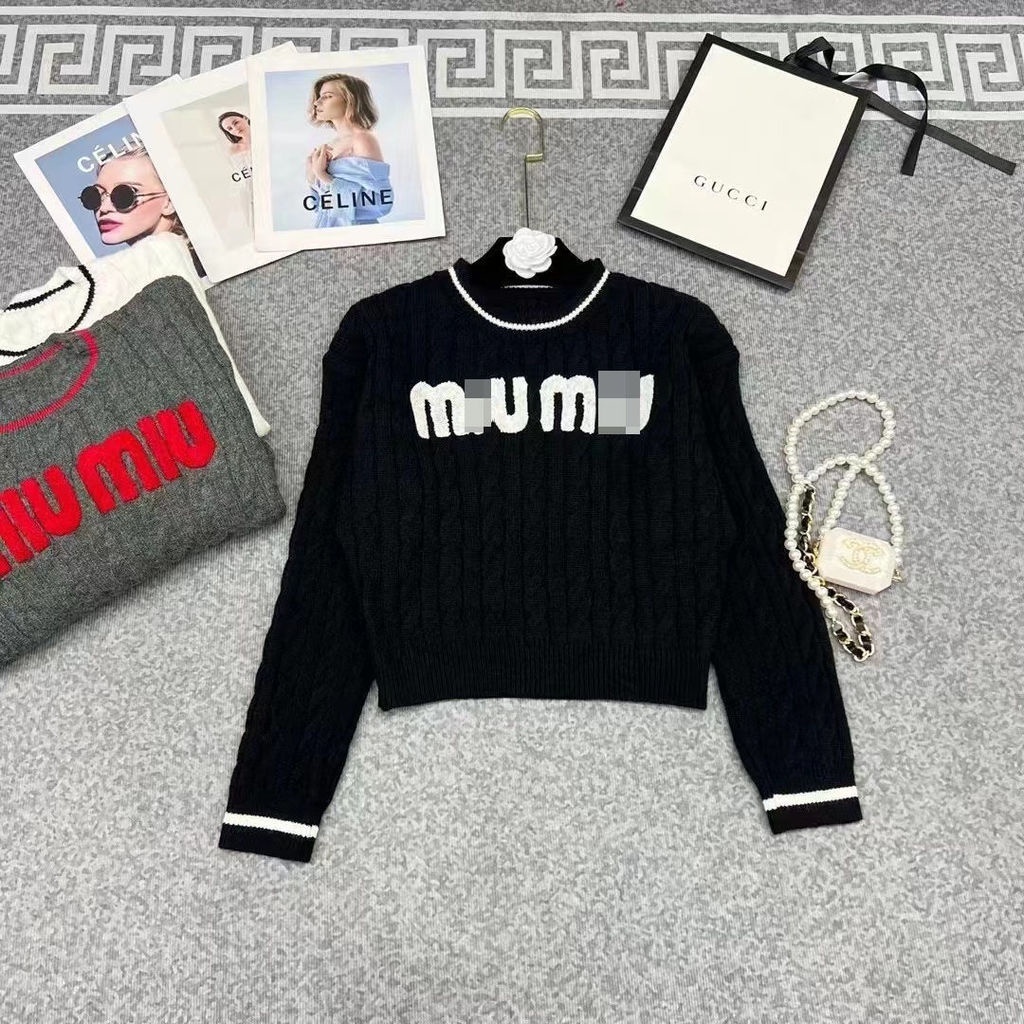 Hàng Có Sẵn!Miu Miu!Áo Khoác Cardigan Giữ Ấm Thiết Kế Mới Năng Động Thời Trang Dành Cho Cặp