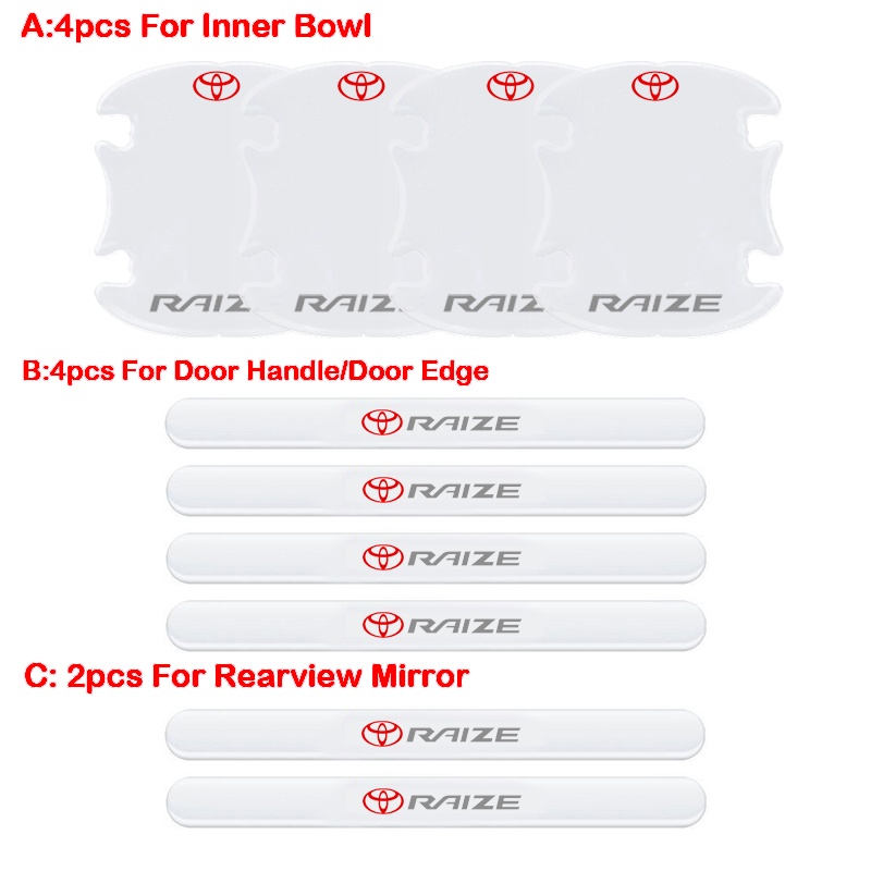 Miếng Dán Bảo Vệ Tay Nắm Cửa Trong Suốt Chống Trầy Xước Cho Xe Hơi Toyota Raize