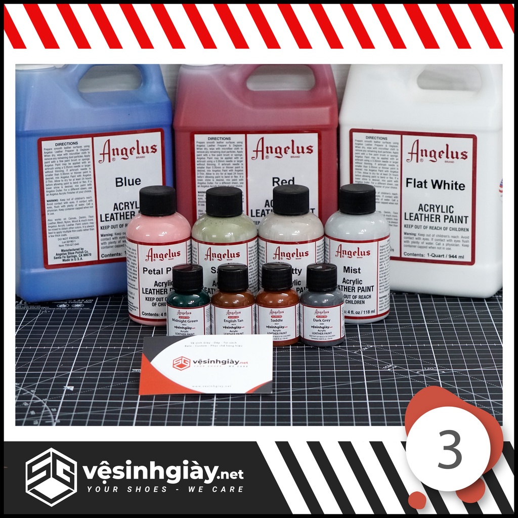 Màu sơn Angelus Leather Paint chính hãng USA, custom giày, túi xách (25ml) - Bảng 3