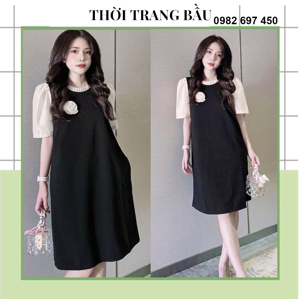 VÁY BẦU CÔNG SỞ, DỰ TIỆC-ĐẦM BẦU THIẾT KẾ DÁNG XUÔNG CỔ VIỀN NƠ NGỰC CỰC SANG, VẢI CHÉO HÀN MÁT
