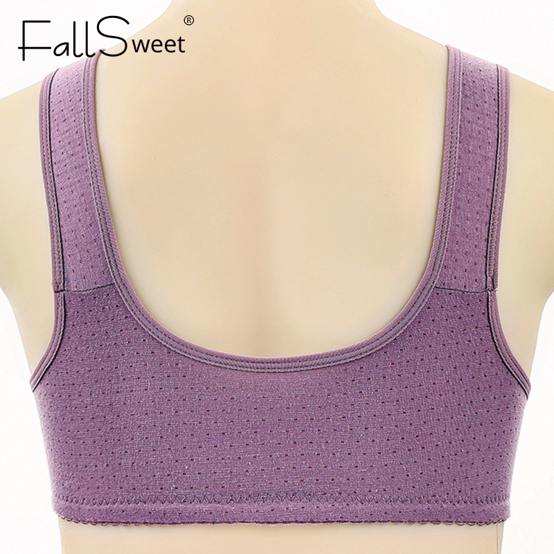 Áo ngực FALLSWEET không gọng in họa tiết cài khóa trước size lớn dành cho phụ nữ trung niên và người lớn tuổi

