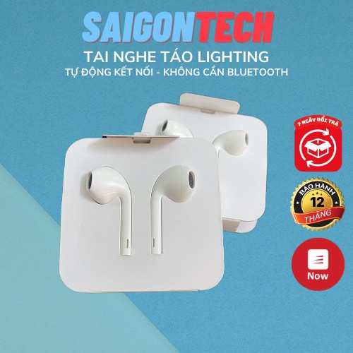 Tai nghe nhét tai cho 7/8/X/X.s/11/12/13/14 kết nối tự động không cần bluetooth, jack dẹp lighting, có micro, fullbox