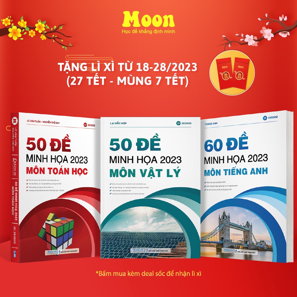 Bộ đề trắc nghiệm khối A1: 3 Sách luyện đề minh hoạ ôn thi tpht môn toán lý anh