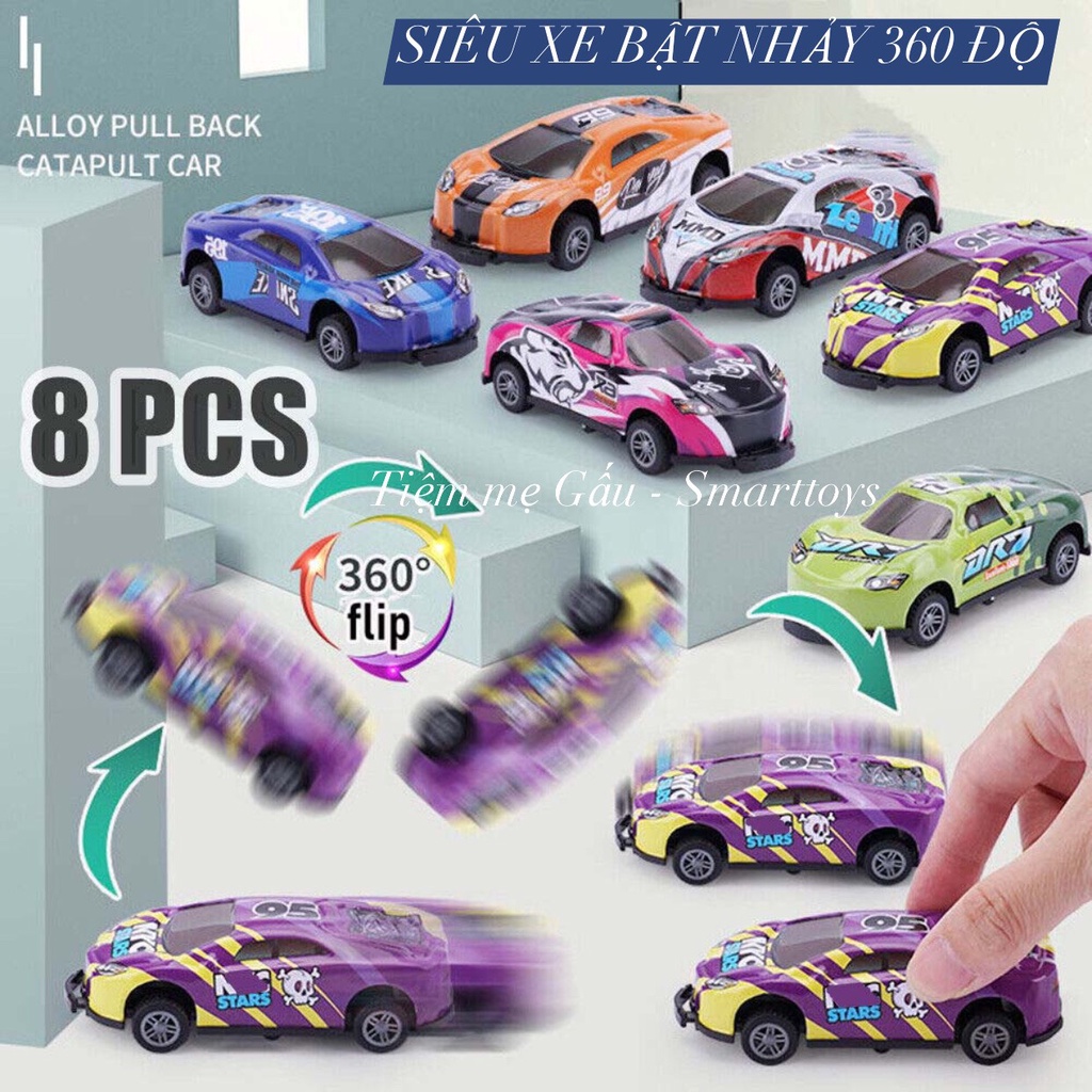 💥ĐỒ CHƠI SIÊU HOT💥 HỘP 8 XE Ô TÔ ALLOY PULL BACK CATAPULT CAR BẰNG HỢP KIM BẬT NHẢY 360 ĐỘ CHẠY ĐÀ SIÊU NGẦU CHO BÉ
