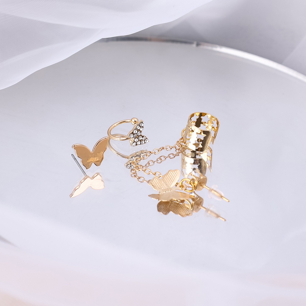 Bộ 3 Bông Tai Dáng Dài Hình Ngôi Sao Rỗng Phong Cách Hàn Quốc Thời Trang Dự Tiệc Cưới Cho Nữ