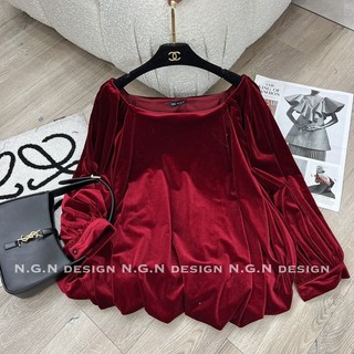 Váy nhung bom trễ vai hot hit