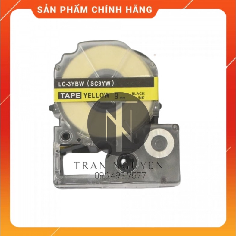 Nhãn in Tepra SC9YW  - Chữ đen nền vàng 9mm x 8m