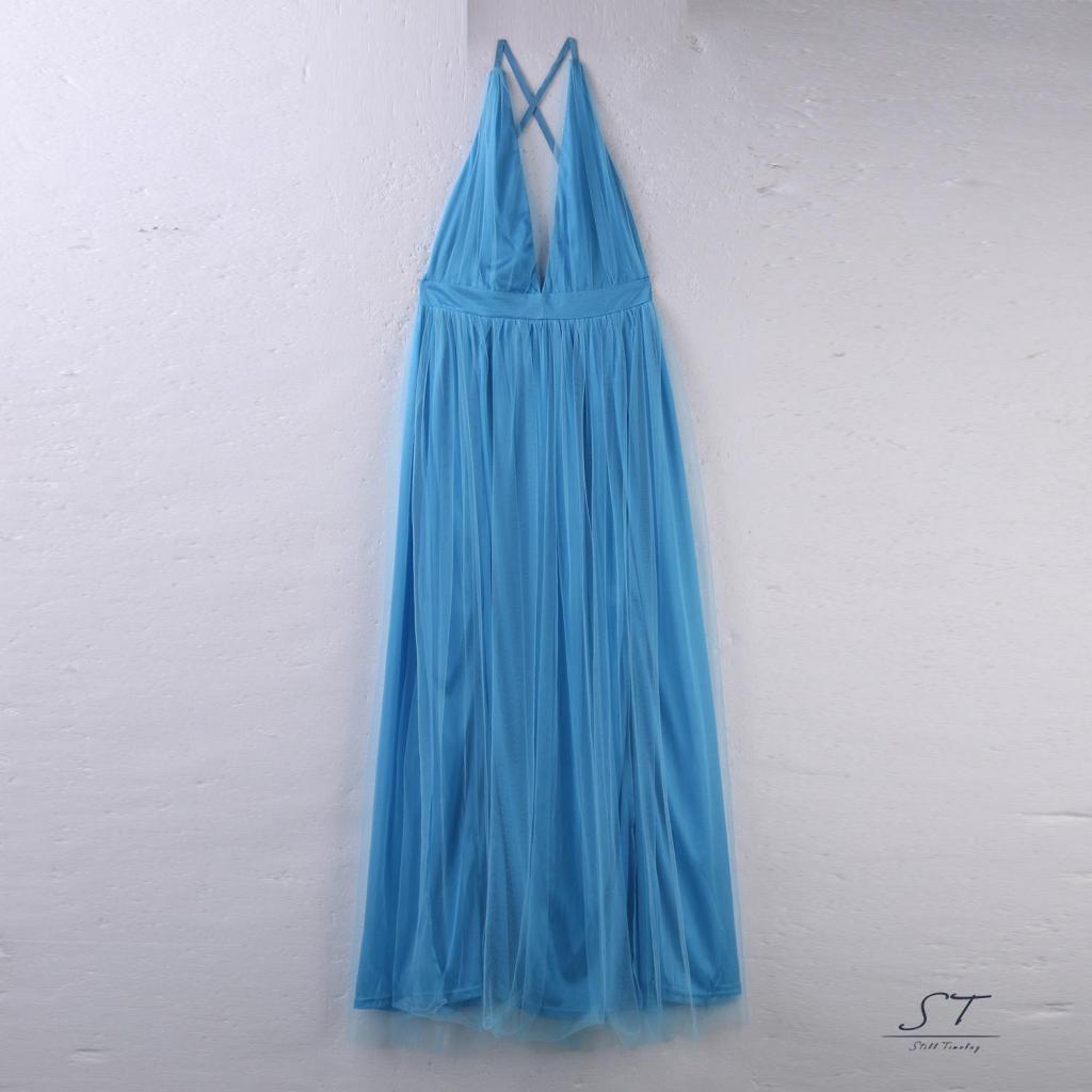 Đầm Voan Dài Không Tay Cổ Chữ V Sâu Màu Sắc Thanh Lịch Dành Cho Nữ CY03